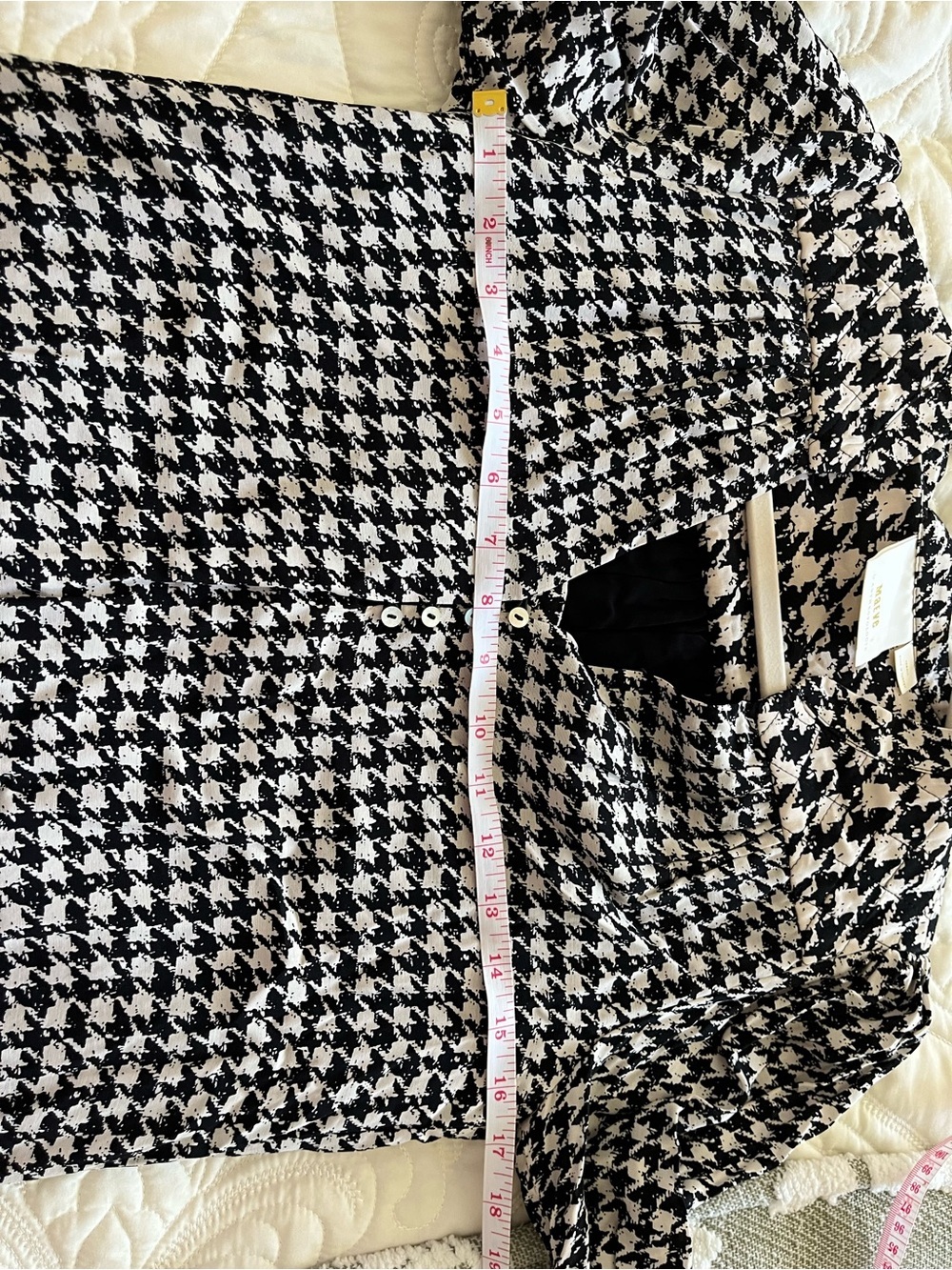 Maeve Black and White Houndstooth Button Front Top xs - Picture 6 of 9